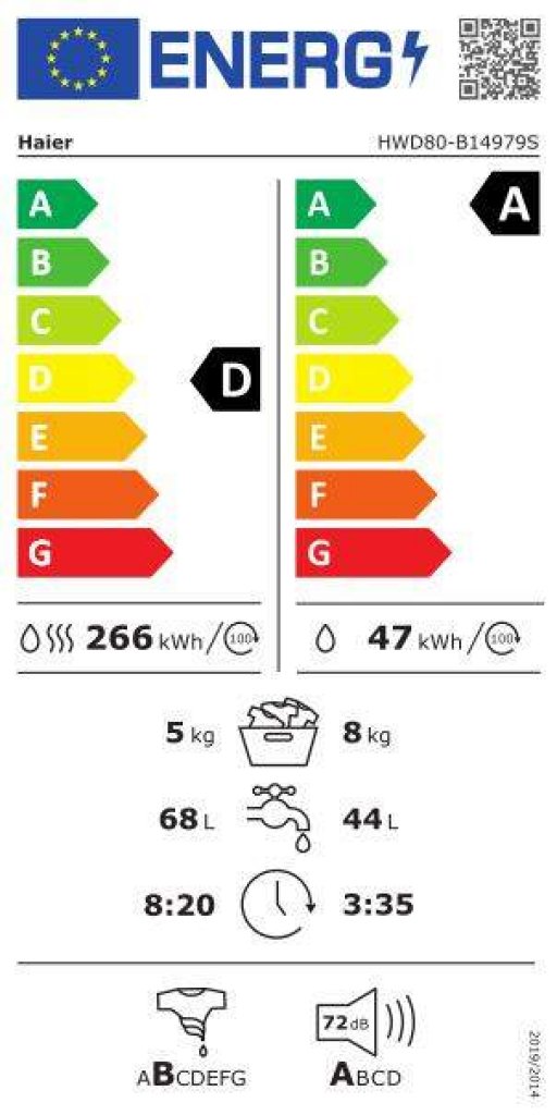 Haier HWD80-B14979-S Práčka so sušičkou