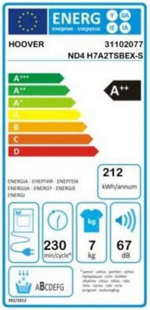 Hoover ND4 H7A2TSBEX-S Sušička