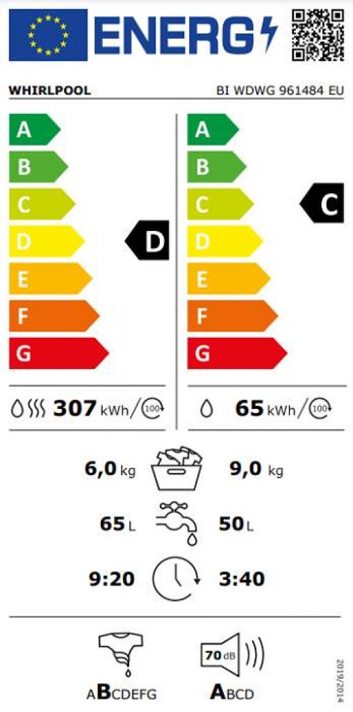 Whirlpool BI WDWG 961484  Práčka so sušičkou