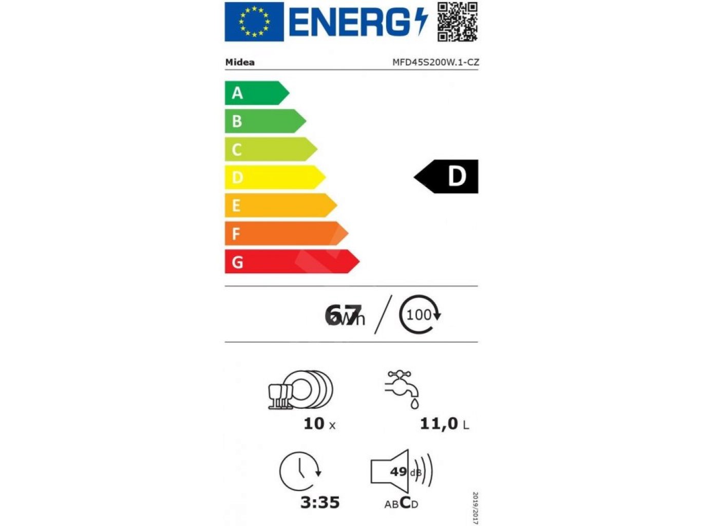 Midea MFD45S200W-CZ Umývačka