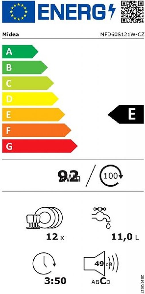 Midea MFD60S121W-CZ Umývačka