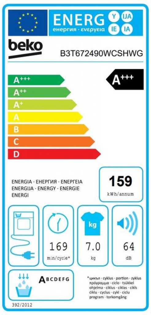 Beko B3T672490WCSHWG Sušička