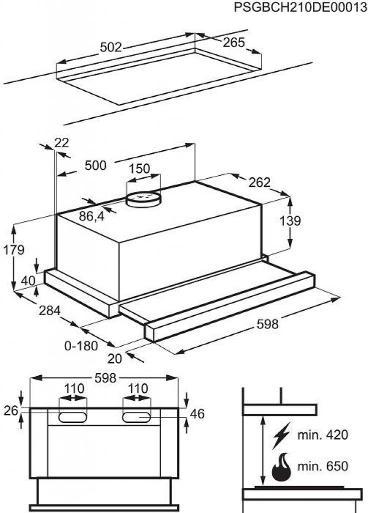 Electrolux LFP326FB Odsávač pár