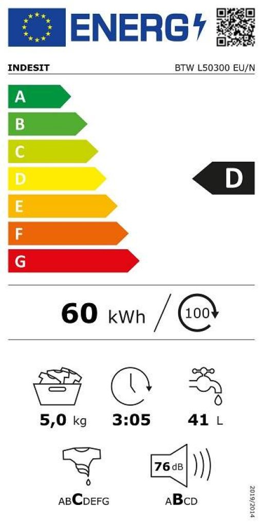 Indesit BTWL50300 EU/N Práčka